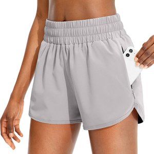 SANTINY Light Grey Womens Running Shorts